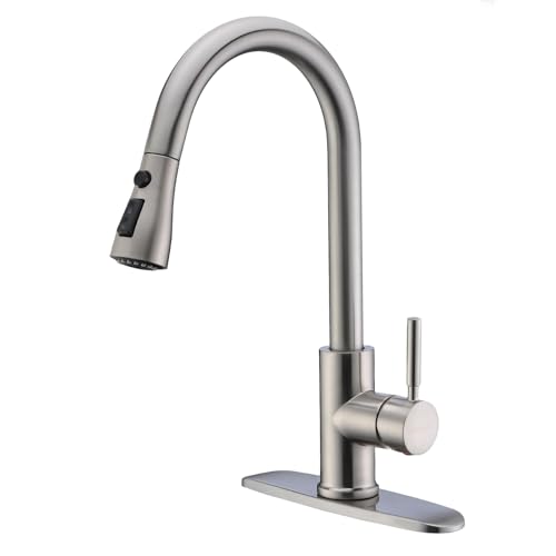 Wewe Single Handle High Arc Brushed Nickel Kitchen Faucet
