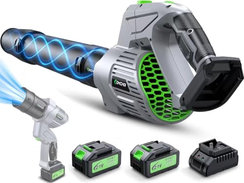 Comchoi Electric Leaf Blower Cordless, 900,000 RPM, 2 x 4.0Ah Batteries & Charger, Handheld Leaf Blowers for Lawn Care, 5 Speed Mode, Portable Lightweight Grass Blower for Yard, Patio & Outdoor Use