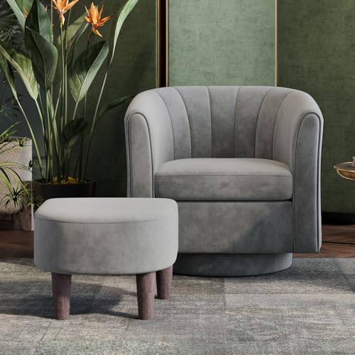 Linsy Swivel Accent Chair With Ottoman