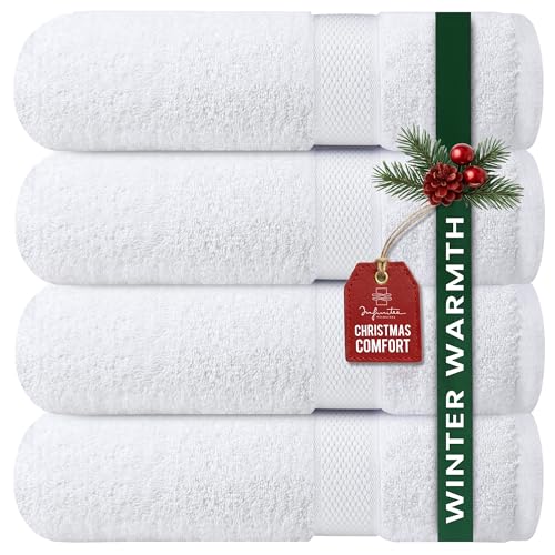 Infinitee Xclusives Luxury 100% Ring-spun Cotton White Bath Towels Set