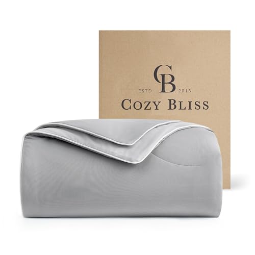Cozy Bliss Cooling Comforter Queen Size Dual-Sided, Ultra-Soft Cooling Blankets for Hot Sleepers and Night Sweats, Breathable Lightweight Silky Smooth, Cool Grey