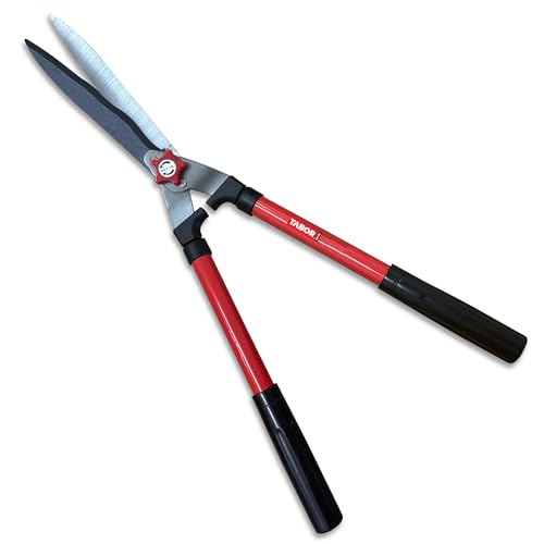 TABOR TOOLS B620A Hedge Shears with Wavy Blade for Trimming Borders, Boxwood, and Bushes, Manual Hedge Clippers with Comfort Grip Handles.