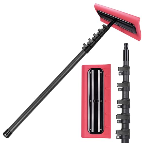 DOBEN Carbon Fiber Snow Roof Rake, 4.7-24FT Extendable Pole, EVA Foam Roof-Safe Head for Gentle Snow Removal, for Roofs, Solar Panels, RVs & Cars