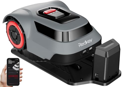 Redkey MGC1000 Robot Lawn Mower with 590ft Boundary Wires for 0.25 Acre (1/4 Acre), 45% Slope, 70Mins Runtime, Auto Recharge, Automatic Robotic Lawn Mower w/Precise Location & Breakpoint Detection