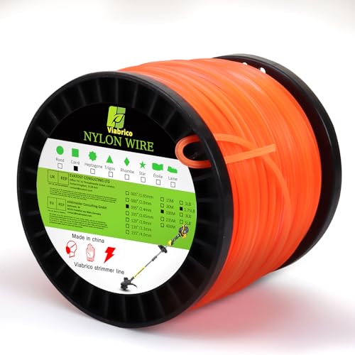Viabrico String Trimmer Line, Square Orange Heavy Duty Weed Eater String, Premium Nylon Universal 0.095