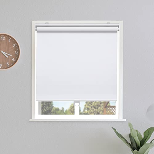 Sunoff Blackout Roller Shades Blinds Cordless for Windows Pull Down Room Darkening Door Blinds with Thermal Insulated Easy to Install for Living Room,Bedroom,Home,Office Bathroom White 23