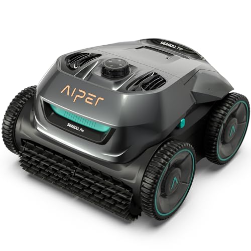 AIPER Cordless Robotic Pool Cleaner, WavePath Navigation, Wall-Climbing, Quad-Motor, 150 mins Runtime for Inground Pools up to 1,600 sq.ft, Seagull Pro ZT6002