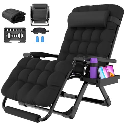 Suteck Oversized Zero Gravity Chair,33In XXL Outdoor Recliner Chair w/Removable Cushion&Headrest, Camping Lounge Chair w/Upgraded Lock&Footrest, Reclining Patio Chairs for Indoor Outdoor,500LBS