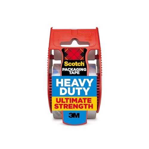 Scotch Heavy Duty Shipping Packing Tape, Clear, Holiday Shipping Supplies, 1.88 in. x 27.7 yd., 1 Tape Roll with Dispenser