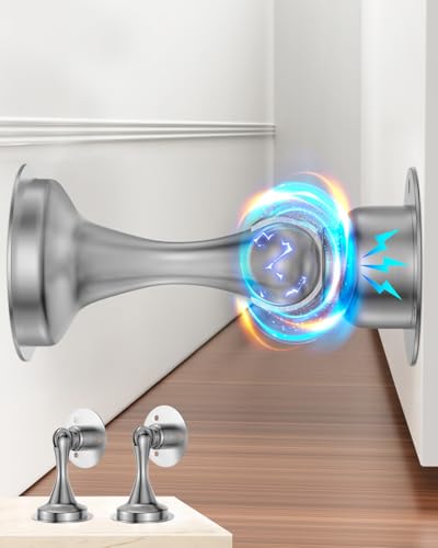 Door Stoppers Magnetic Door Catch, Stainless Steel Magnetic Door Stop 2 Pack, Double-Sided Adhesive Tape, No Drilling, Screws for Stronger Mount, Holder Your Door Open for Wide Doors