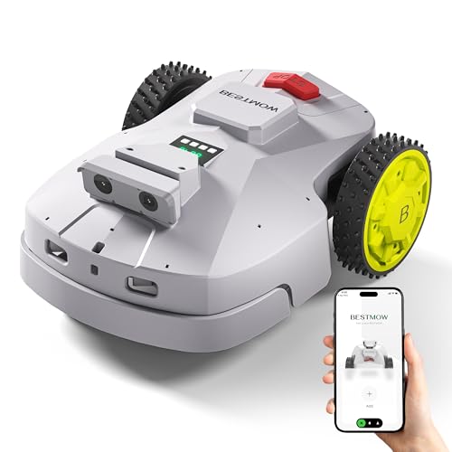 BESTMOW Robot Lawn Mower — 1.5 Acre Ultra Quiet Self Charging Robot Mower, Up to 4 inches Cutting Height, Robotic Lawn Mowers with RTK+4 Eye Vision, Mapping and Anti Theft tech, APP Control