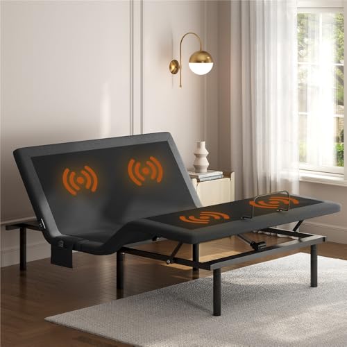 Yaheetech Queen Adjustable Bed Frame,w/Wireless Remote,Massage Function,Nightlight,4 Height-Adjustable Legs,Head & Foot Incline,USB Ports,Easy Assembly(3-Step)