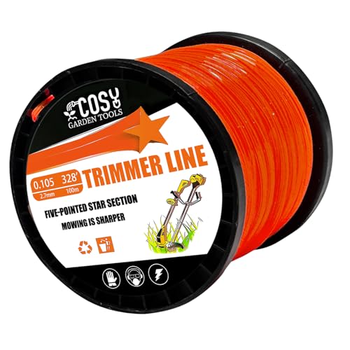COSY GARDEN TOOLS String Trimmer Line, Commercial Grade Orange Pentagon Weed Eater String, Premium Nylon Universal 0.105