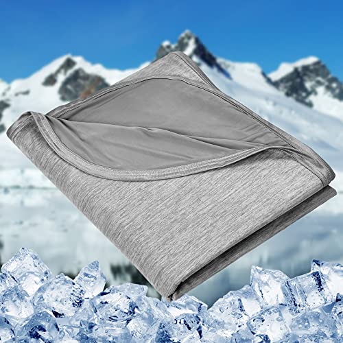 HOMFINE Cooling Blankets for Hot Sleepers - Summer Blanket Thin Lightweight Breathable Soft Double Side Enhanced Cooling for Bed Couch Sofa, Keep Cool for Night Sweats (Grey, 60 x 80 inches)