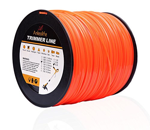 A ANLEOLIFE 5-Pound Commercial Square .095-Inch-by-1280-ft String Trimmer Line in Spool,with Built-in Line Cutter, Orange
