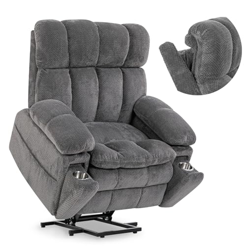 Zuacs Dual Motor Power Lift Recliner Chair for Elderly with Adjustable Headrest,Extra Wide Recliner Chair with Heat and Massage,Lay Flat Recliner with Cupholder Storebox,USB Ports,Type C,Zero Gravity