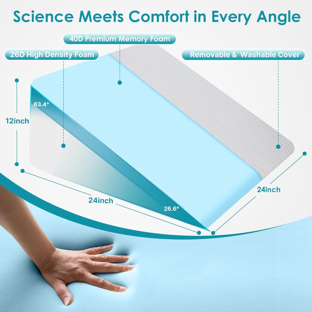 
DiffPacky 12-inch Bed Wedge Pillow